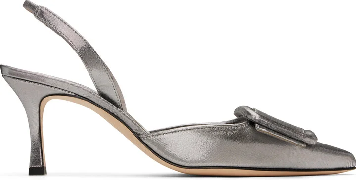 Manolo Blahnik Silver Maysli Heels