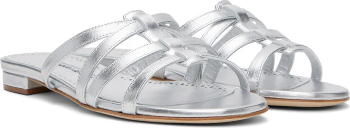 Manolo Blahnik Silver Riran Sandals - Image 4