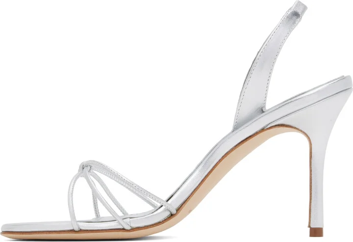 Manolo Blahnik Silver Sareta Heeled Sandals - Image 3