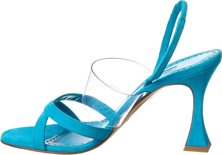 Manolo Blahnik Soliaro 90 Suede & Vinyl Slingback Sandal - Image 2