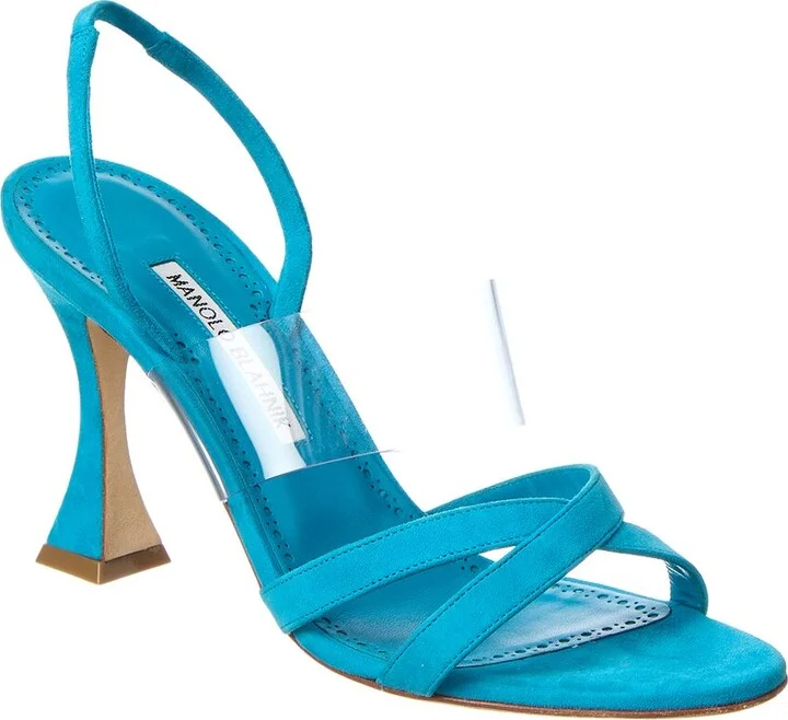 Manolo Blahnik Soliaro 90 Suede & Vinyl Slingback Sandal
