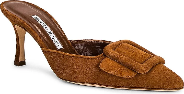 Manolo Blahnik Suede Maysale 70 Mule in Brown - Image 2