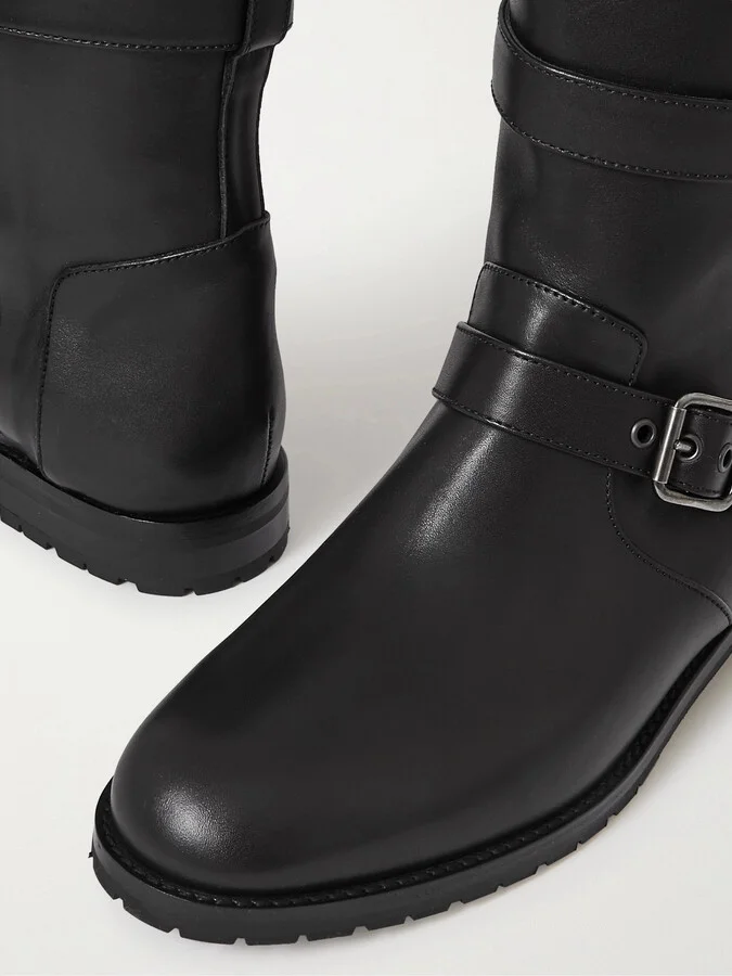 Manolo Blahnik - Sulaltra Buckled Leather Ankle Boots - Black - Image 4
