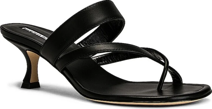 Manolo Blahnik Susa 50 Leather Sandal in Black - Image 2