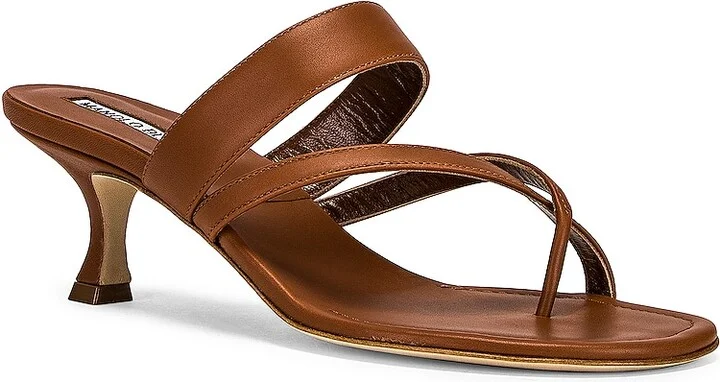 Manolo Blahnik Susa 50 Leather Sandal in Brown - Image 2