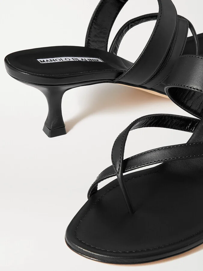 Manolo Blahnik - Susa 50 Leather Sandals - Black - Image 4