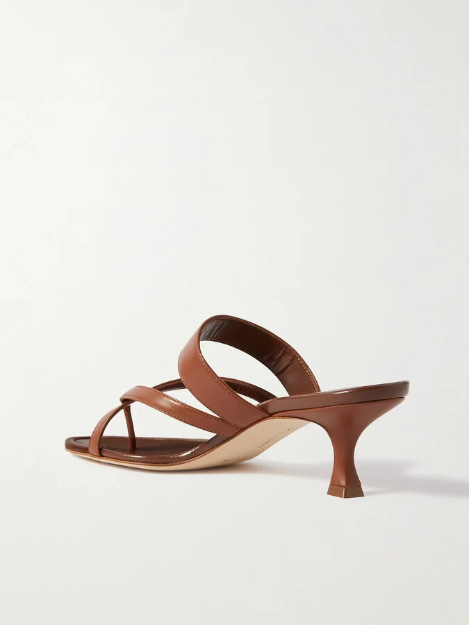 Manolo Blahnik - Susa 50 Leather Sandals - Brown - Image 3