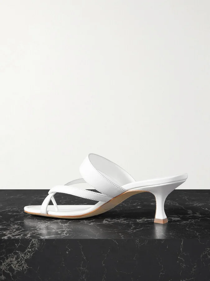 Manolo Blahnik - Susa 50 Leather Sandals - White - Image 3