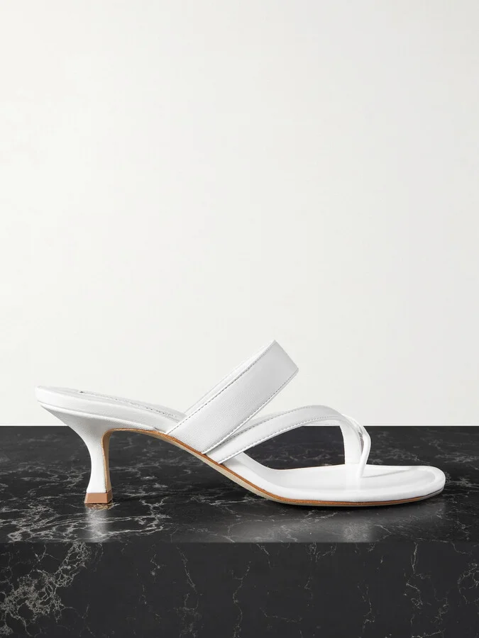 Manolo Blahnik - Susa 50 Leather Sandals - White