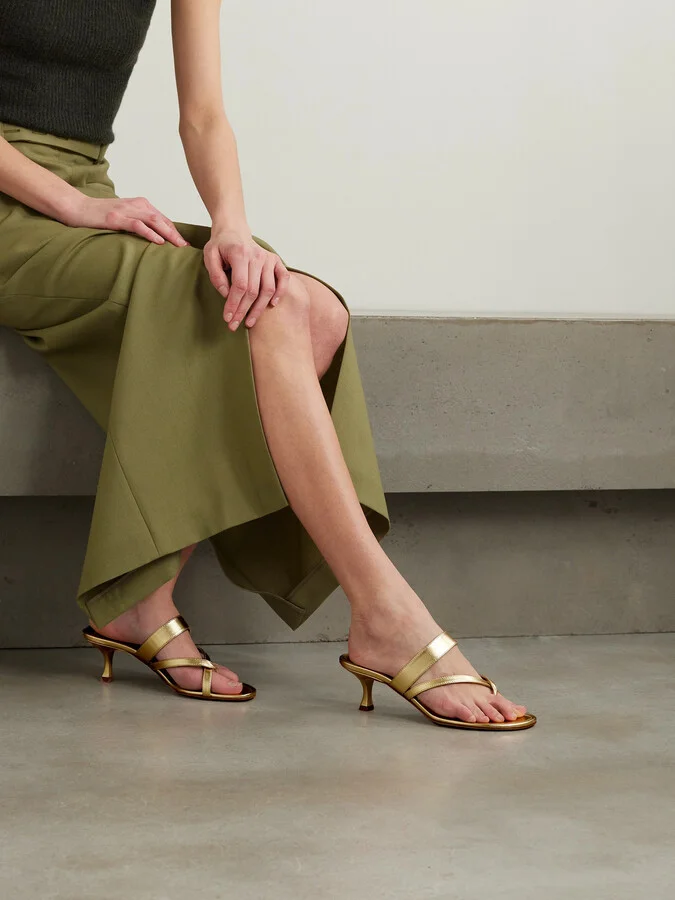 Manolo Blahnik - Susa 50 Metallic Leather Sandals - Gold - Image 2