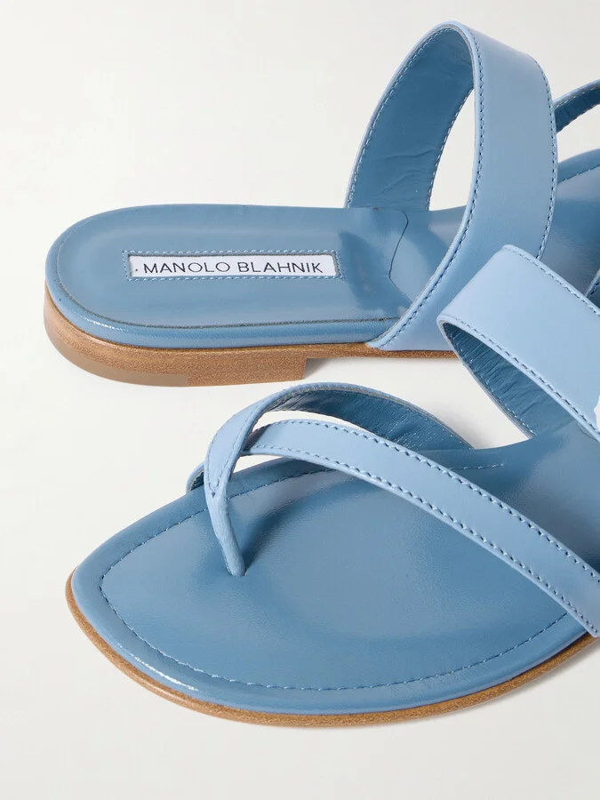 Manolo Blahnik - Susa Leather Sandals - Blue - Image 4
