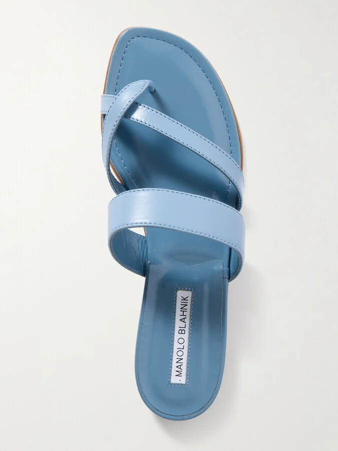 Manolo Blahnik - Susa Leather Sandals - Blue - Image 5
