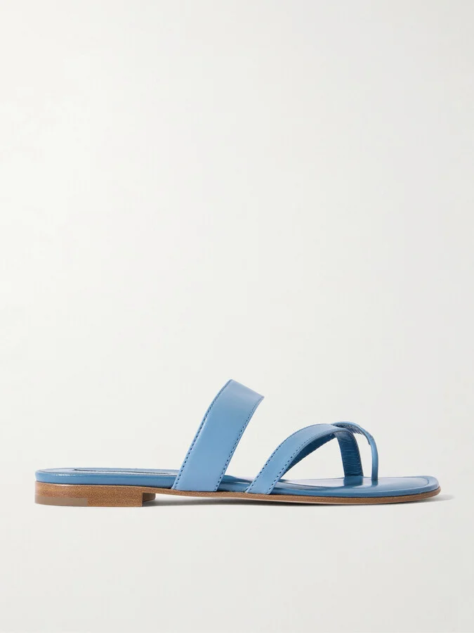 Manolo Blahnik - Susa Leather Sandals - Blue