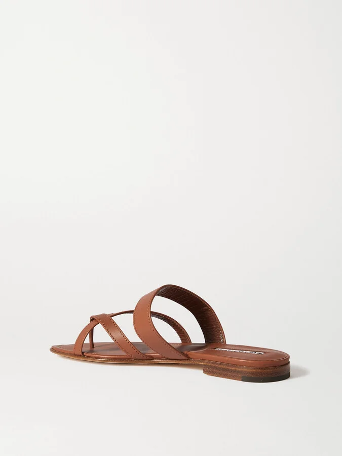 Manolo Blahnik - Susa Leather Sandals - Brown - Image 3