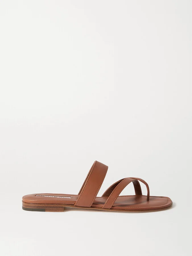 Manolo Blahnik - Susa Leather Sandals - Brown