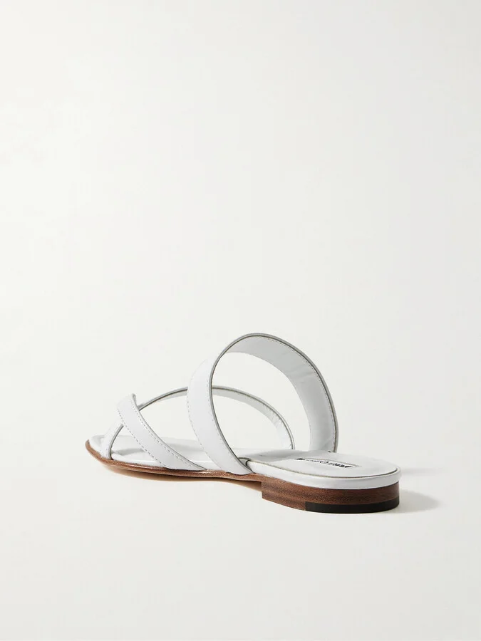 Manolo Blahnik - Susa Leather Sandals - White - Image 3