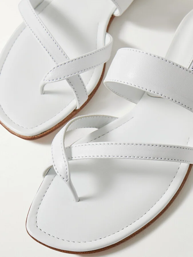 Manolo Blahnik - Susa Leather Sandals - White - Image 4