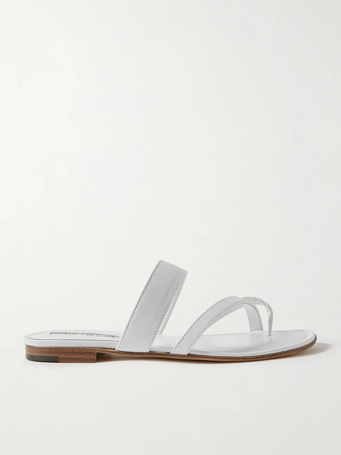 Manolo Blahnik - Susa Leather Sandals - White