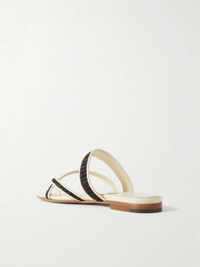 Manolo Blahnik - Susara Raffia And Leather Sandals - Neutrals - Image 3