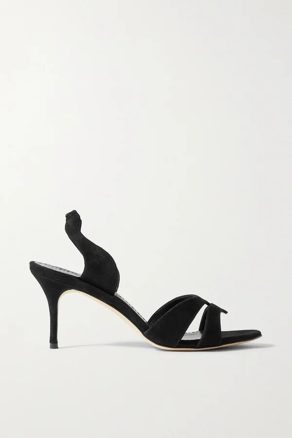 Manolo Blahnik - Suspiroso 70 Suede Slingback Sandals - Black