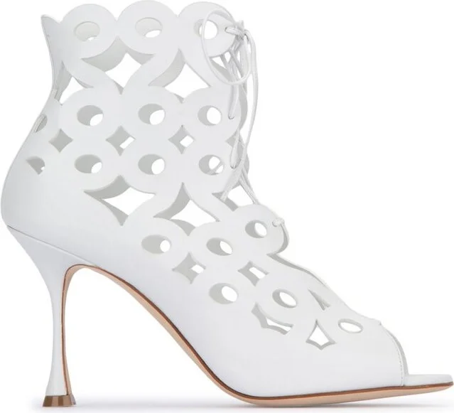 Manolo Blahnik Taralo Cut-Out Lace-Up Boots
