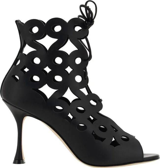 Manolo Blahnik Taralo Cut-Out Lace-Up Boots