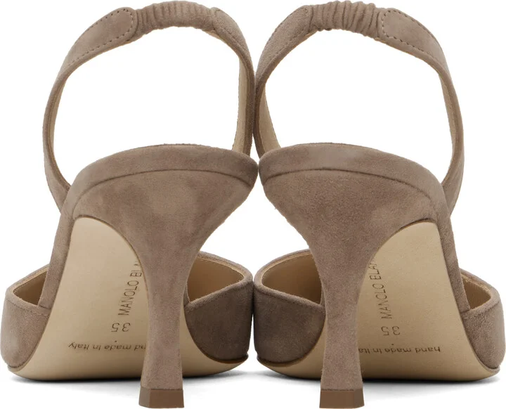 Manolo Blahnik Taupe Carolyne Heels - Image 2