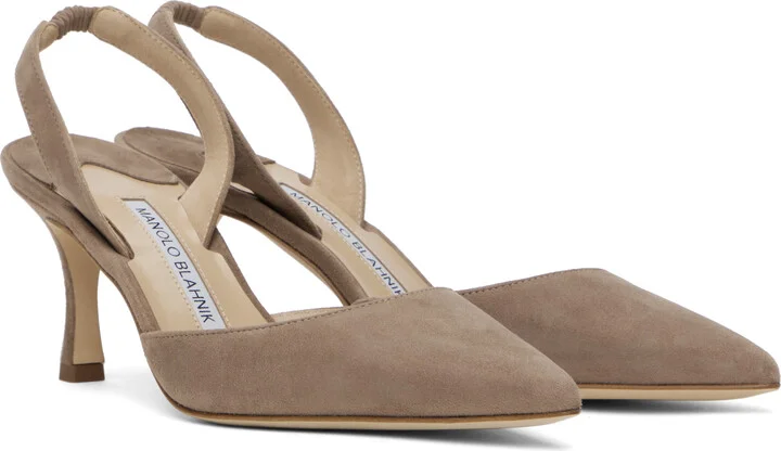 Manolo Blahnik Taupe Carolyne Heels - Image 4