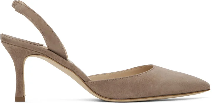 Manolo Blahnik Taupe Carolyne Heels