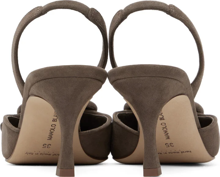 Manolo Blahnik Taupe Maysli Heels - Image 2