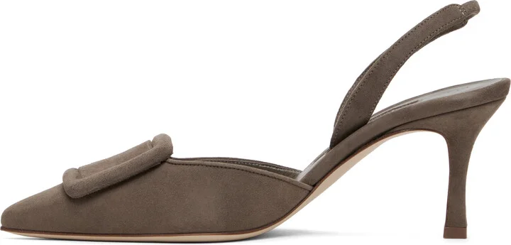 Manolo Blahnik Taupe Maysli Heels - Image 3