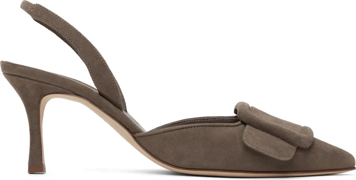 Manolo Blahnik Taupe Maysli Heels
