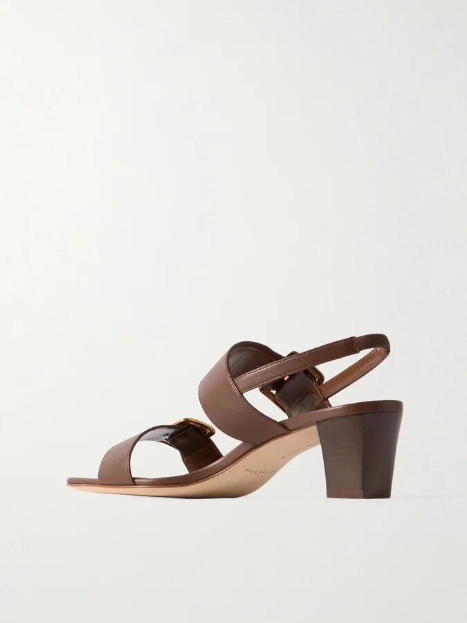 Manolo Blahnik - Thalitsli 50 Buckled Leather Slingback Sandals - Brown - Image 3