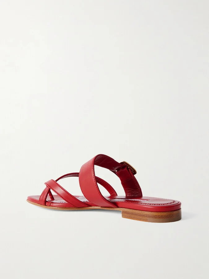 Manolo Blahnik - Thalusa Leather Sandals - Red - Image 3