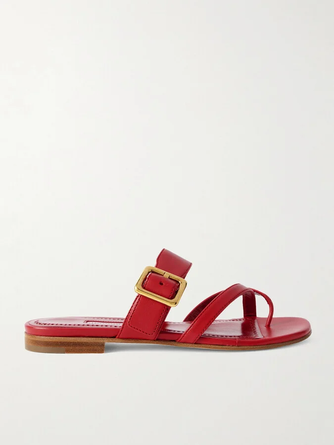 Manolo Blahnik - Thalusa Leather Sandals - Red