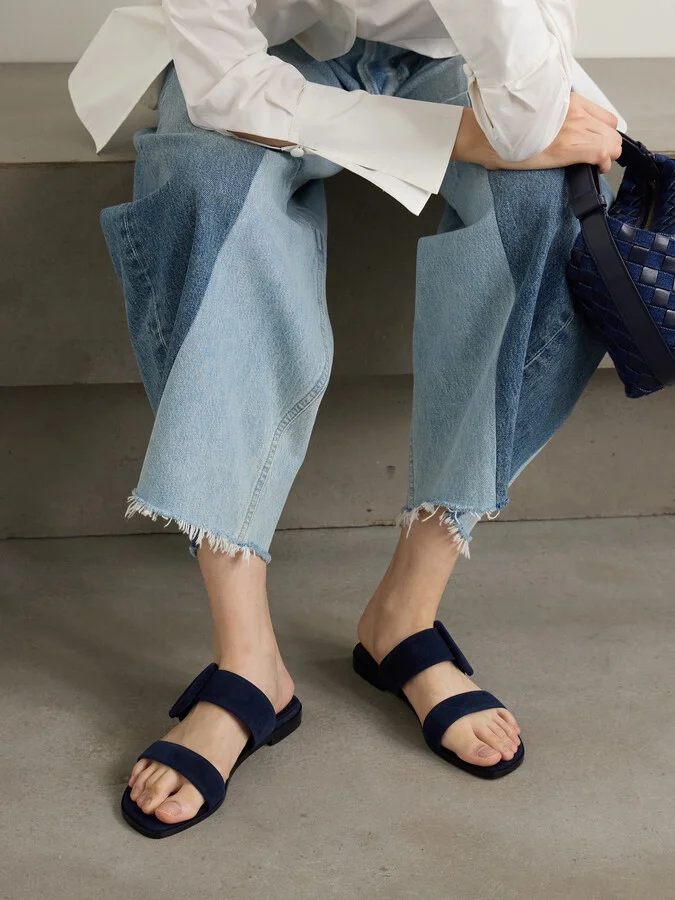 Manolo Blahnik - Tituba Buckled Suede Sandals - Blue - Image 2