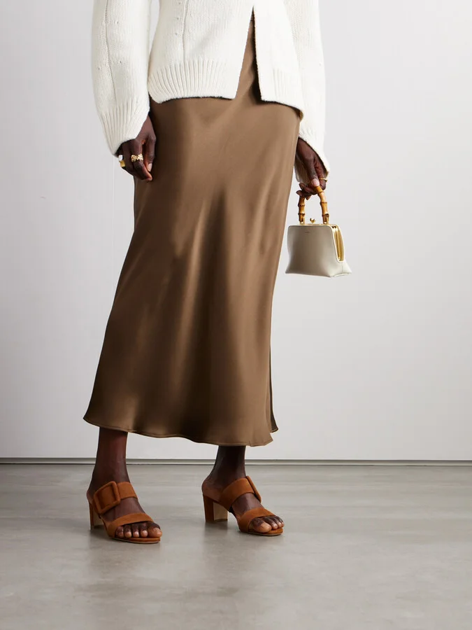 Manolo Blahnik - Titubanew 50 Buckled Suede Sandals - Brown - Image 2