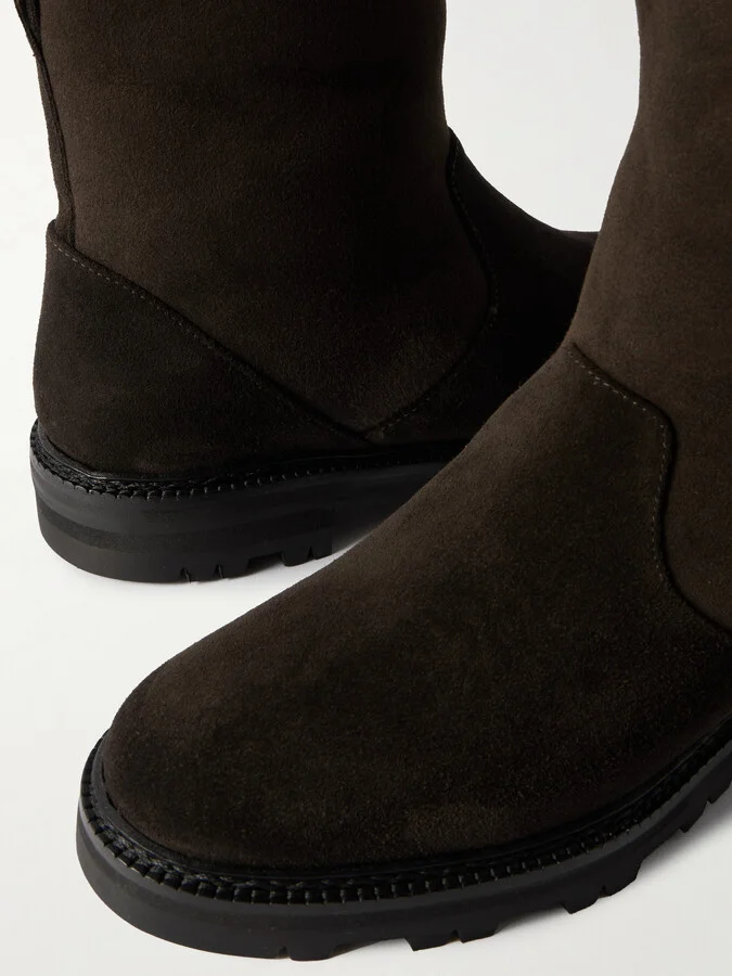 Manolo Blahnik - Tomosa Shearling-lined Suede Ankle Boots - Brown - Image 4