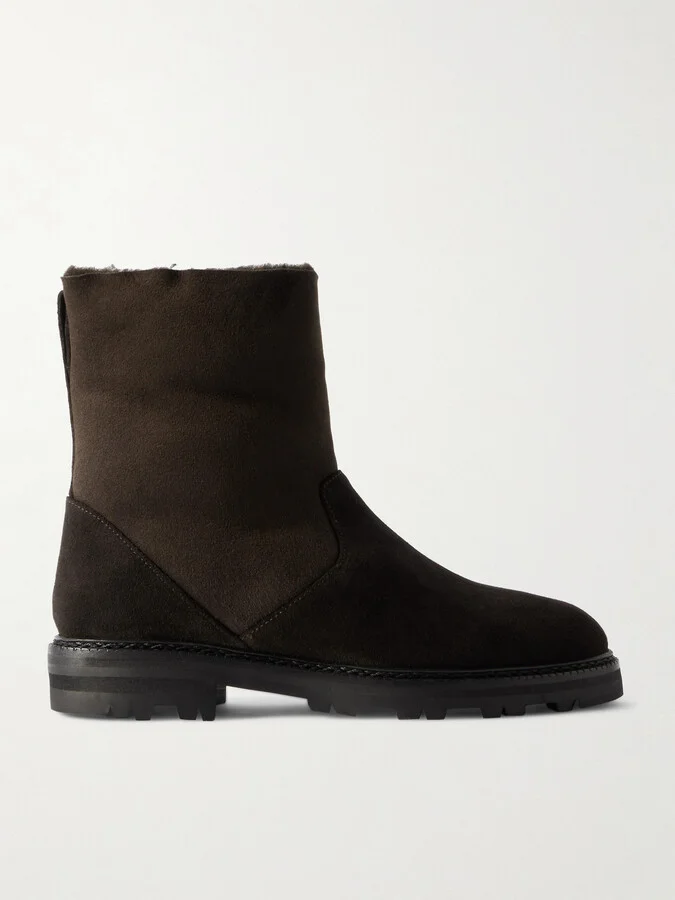 Manolo Blahnik - Tomosa Shearling-lined Suede Ankle Boots - Brown