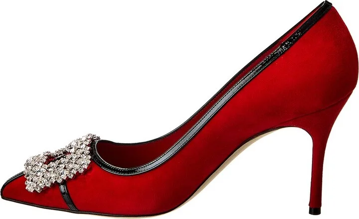 Manolo Blahnik Tuberian 90 Suede & Leather Pump - Image 2