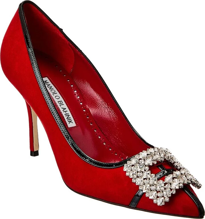 Manolo Blahnik Tuberian 90 Suede & Leather Pump