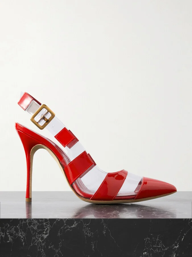 Manolo Blahnik - Uxra 105 Patent-leather And Pvc Slingback Pumps - Red