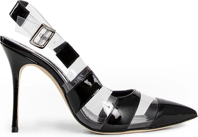 Manolo Blahnik Uxra Pointed-Toe Slingback Pumps
