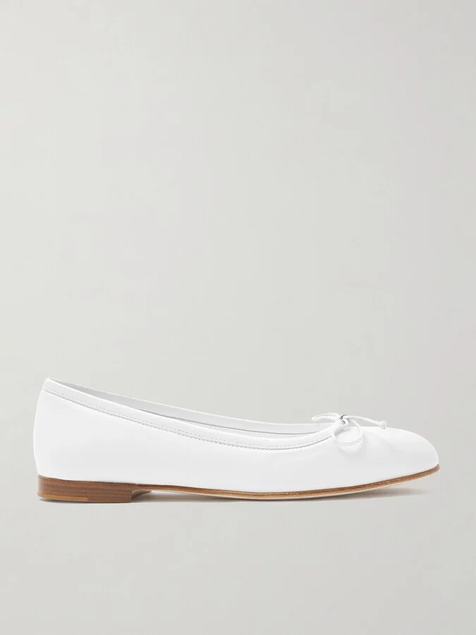 Manolo Blahnik - Veralli Bow-detailed Leather Ballet Flats - White
