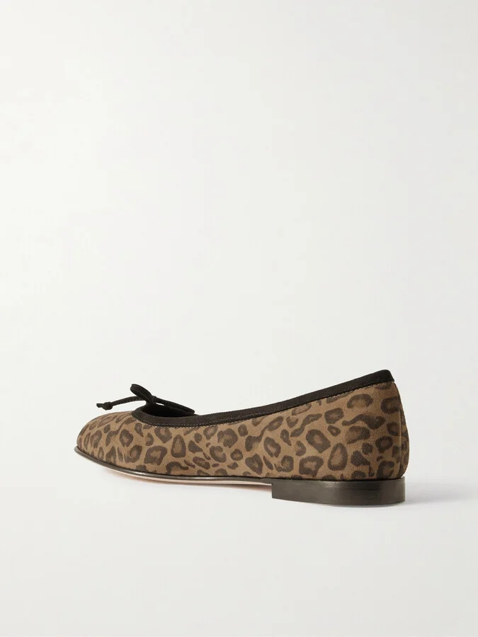 Manolo Blahnik - Veralli Bow-detailed Leopard-print Suede Ballet Flats - Animal print - Image 3