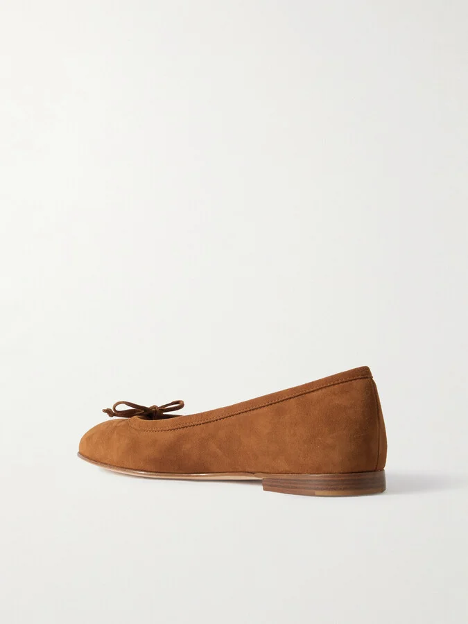 Manolo Blahnik - Veralli Bow-detailed Suede Ballet Flats - Brown - Image 3