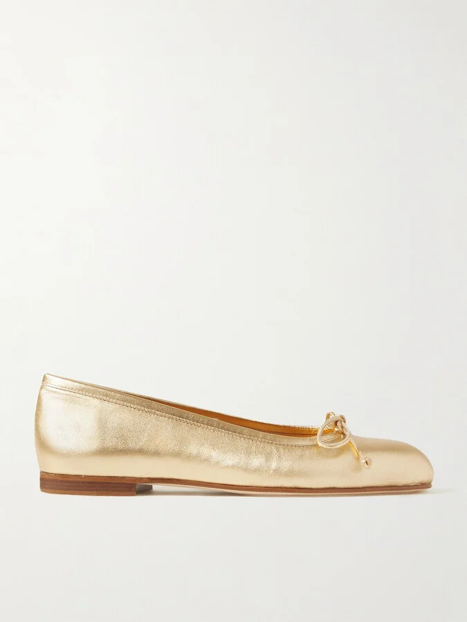Manolo Blahnik - Veralli Metallic Leather Ballet Flats - Gold