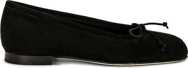 Manolo Blahnik Veralli Suede Ballet Flat in Black