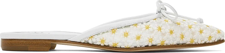 Manolo Blahnik White Ballermiu Mules