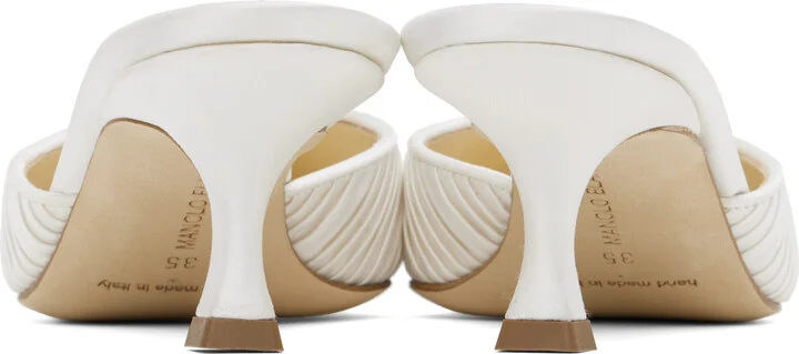 Manolo Blahnik White Carolynemu Mules - Image 2
